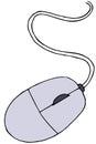 Grey computer mouse with wire, color vector illustration in doodle style Royalty Free Stock Photo