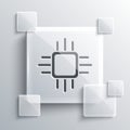 Grey Computer processor with microcircuits CPU icon isolated on grey background. Chip or cpu with circuit board. Micro Royalty Free Stock Photo