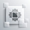 Grey Computer processor with microcircuits CPU icon isolated on grey background. Chip or cpu with circuit board. Micro Royalty Free Stock Photo
