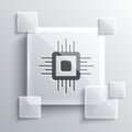 Grey Computer processor with microcircuits CPU icon isolated on grey background. Chip or cpu with circuit board. Micro Royalty Free Stock Photo