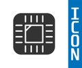 Grey Computer processor with microcircuits CPU icon isolated on white background. Chip or cpu with circuit board. Micro Royalty Free Stock Photo
