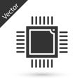 Grey Computer processor with microcircuits CPU icon isolated on white background. Chip or cpu with circuit board. Micro Royalty Free Stock Photo