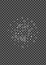 Grey Confetti Background Transparent Vector. Luminous Snowflake Glitter. Silver Graphic Illustration Royalty Free Stock Photo