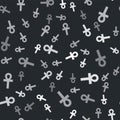 Grey Cross ankh icon isolated seamless pattern on black background. Vector Illustration