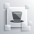 Grey Cylinder hat icon isolated on grey background. Square glass panels. Vector Royalty Free Stock Photo