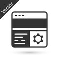 Grey Debugging icon isolated on white background. Debugging tool. Magnifying glass on bug programming. Testing and Royalty Free Stock Photo