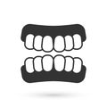 Grey Dentures model icon isolated on white background. Teeth of the upper jaw. Dental concept. Vector Royalty Free Stock Photo