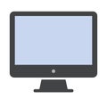 Grey desktop computer with blue screen. Desktop computer icon vector eps10 Royalty Free Stock Photo