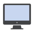 Grey desktop computer with blue screen. Desktop computer icon vector eps10