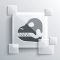 Grey Dinosaur skull icon isolated on grey background. Square glass panels. Vector Royalty Free Stock Photo