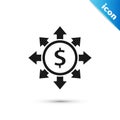 Grey Dollar, share, network icon isolated on white background. Vector