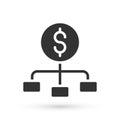 Grey Dollar on top of financial hierarchy icon isolated on white background. Vector