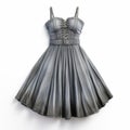 Gray Dress 3d Model: Hyper Realistic, Vintage Cut-and-paste Fashion Photoshoot