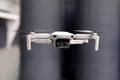 Grey drone on dark urban background. close up view Royalty Free Stock Photo