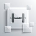 Grey Dumbbell icon isolated on grey background. Muscle lifting icon, fitness barbell, gym, sports equipment, exercise