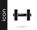 Grey Dumbbell icon isolated on white background. Muscle lifting icon, fitness barbell, gym, sports equipment, exercise