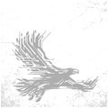 Grey eagle with polygon line on abstract background. Sketch abstract to Create Distressed Effect. Overlay Distress grain