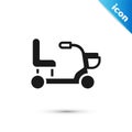 Grey Electric wheelchair for disabled people icon isolated on white background. Mobility scooter icon. Vector Royalty Free Stock Photo