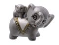 Grey Elephant And Elephant Baby Figurine On White