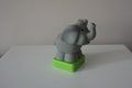 Grey elephant plastic toy on white background Royalty Free Stock Photo