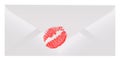 Grey envelope and lips print Royalty Free Stock Photo