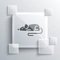 Grey Experimental mouse icon isolated on grey background. Square glass panels. Vector