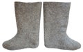 Grey felt boots isolated on a white Royalty Free Stock Photo