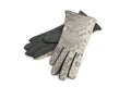 Grey female reptile leather gloves