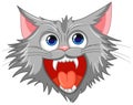 Grey Ferocious Cat Cartoon