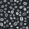Grey Fiesta icon isolated seamless pattern on black background. Vector