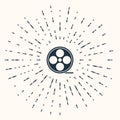 Grey Film reel icon isolated on beige background. Abstract circle random dots. Vector