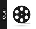 Grey Film reel icon isolated on white background. Vector Illustration
