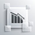 Grey Financial growth decrease icon isolated on grey background. Increasing revenue. Square glass panels. Vector