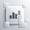 Grey Financial growth increase icon isolated on grey background. Increasing revenue. Square glass panels. Vector