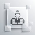 Grey Fisherman icon isolated on grey background. Square glass panels. Vector