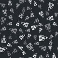 Grey Fisherman icon isolated seamless pattern on black background. Vector