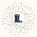 Grey Fishing boots icon isolated on beige background. Waterproof rubber boot. Gumboots for rainy weather, fishing