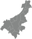 Grey municipalities map of GHENT, BELGIUM