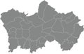 Grey municipalities map of TOURNAI, BELGIUM