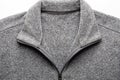 Grey Fleece Sweater Fabric Texture With Zipper On White Background