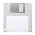 Grey floppy disk with blank label on white background, clipping path Royalty Free Stock Photo