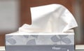 Box of kleenex tissue with branding on box Royalty Free Stock Photo