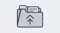 Grey Folder Icon Displays Document Upload Arrows for File Transfer Royalty Free Stock Photo