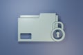 Grey Folder and lock icon isolated on purple-blue background. Closed folder and padlock. Security, safety, protection Royalty Free Stock Photo