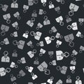 Grey Football or soccer commentator icon isolated seamless pattern on black background. Vector Royalty Free Stock Photo