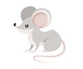 Grey forest mouse. Wood mouse cartoon style design. Flat  illustration isolated on white background. Forest inhabitant. Wild Royalty Free Stock Photo