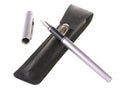 Grey fountain pen with leather case