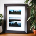 Grey framed picture sitting on a desk Royalty Free Stock Photo