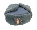 Grey Fur Cap Cross Pin Royalty Free Stock Photo