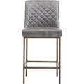 Grey - Furniture - Sun-pan, HIGHLAND DINING CHAIR - ANTIQUE BRASS - DARK GREY FABRIC, Bar Stool with Cushion with white back Royalty Free Stock Photo